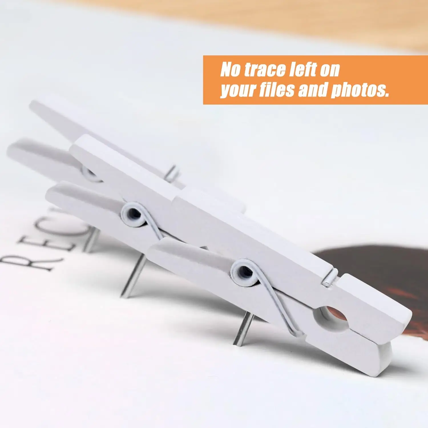 50 Pcs Push Pin with Wooden Clips, Durable Wooden Push Pins, Decorative Pushpins Tacks Thumbtacks, Tacks for Cork Board Artworks Notes Photos, Craft Projects, Offices and Homes (White) - Image 5