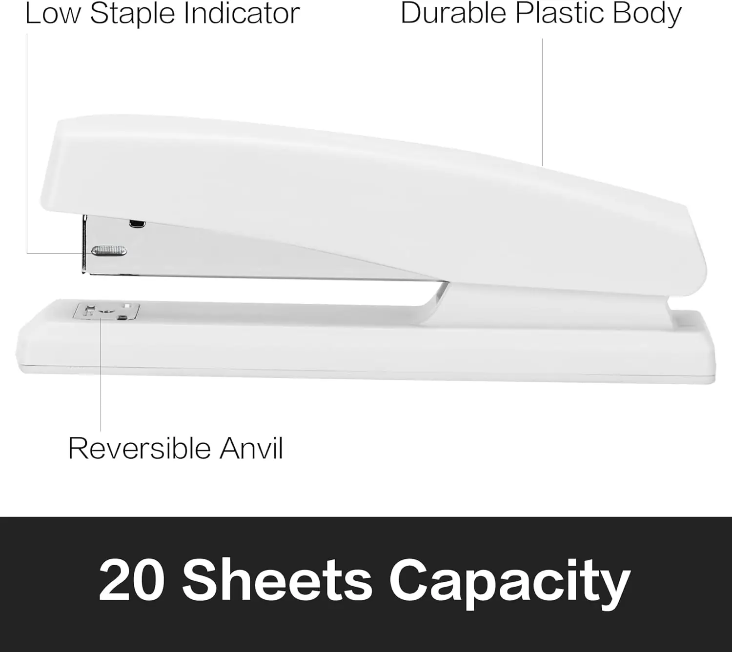 Deli Stapler, Desktop Stapler, Office Stapler, 25 Sheet Capacity, Includes 1000 Staples and Staple Remover, White - Image 8