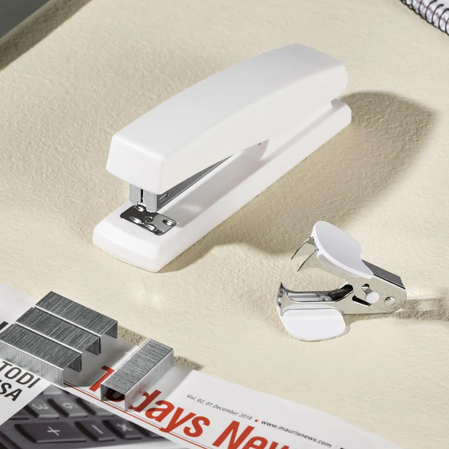 Deli Stapler, Desktop Stapler, Office Stapler, 25 Sheet Capacity, Includes 1000 Staples and Staple Remover, White - Image 4