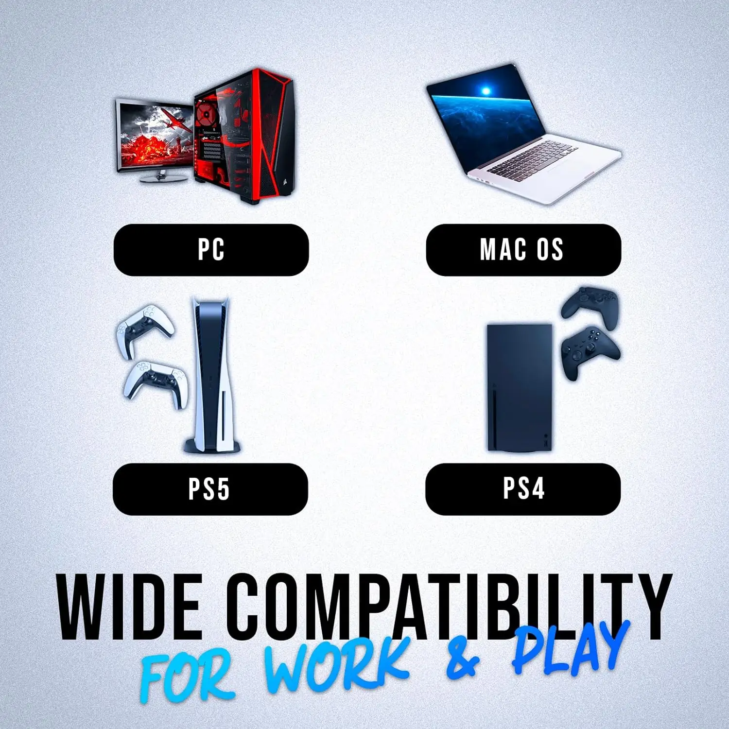 KLIM Thunder Wireless Gaming Keyboard and Mouse Combo - New 2023 - Wireless Backlit Keyboard with Long-Lasting Built-in Battery + 4800 DPI RGB Wireless Gaming Mouse for PC - Image 3