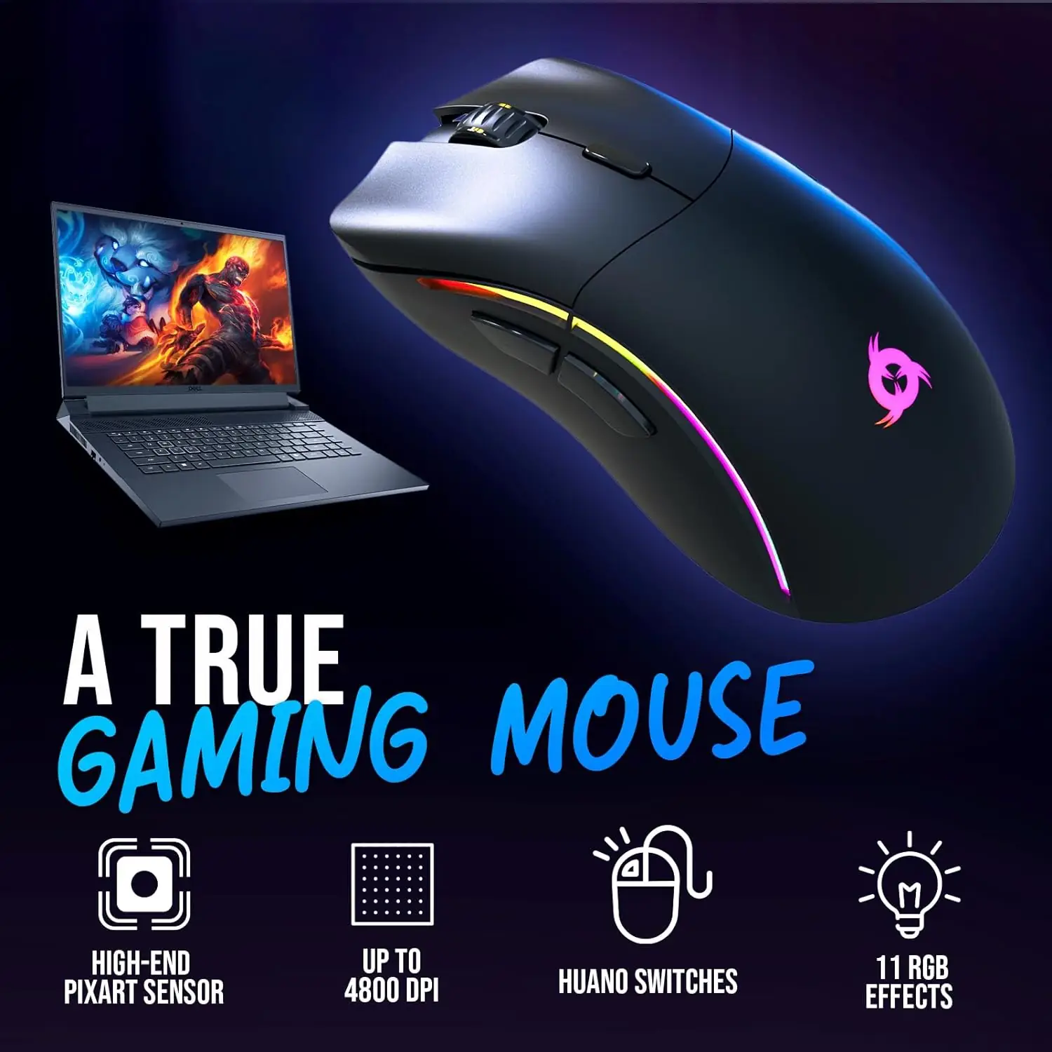 KLIM Thunder Wireless Gaming Keyboard and Mouse Combo - New 2023 - Wireless Backlit Keyboard with Long-Lasting Built-in Battery + 4800 DPI RGB Wireless Gaming Mouse for PC - Image 2