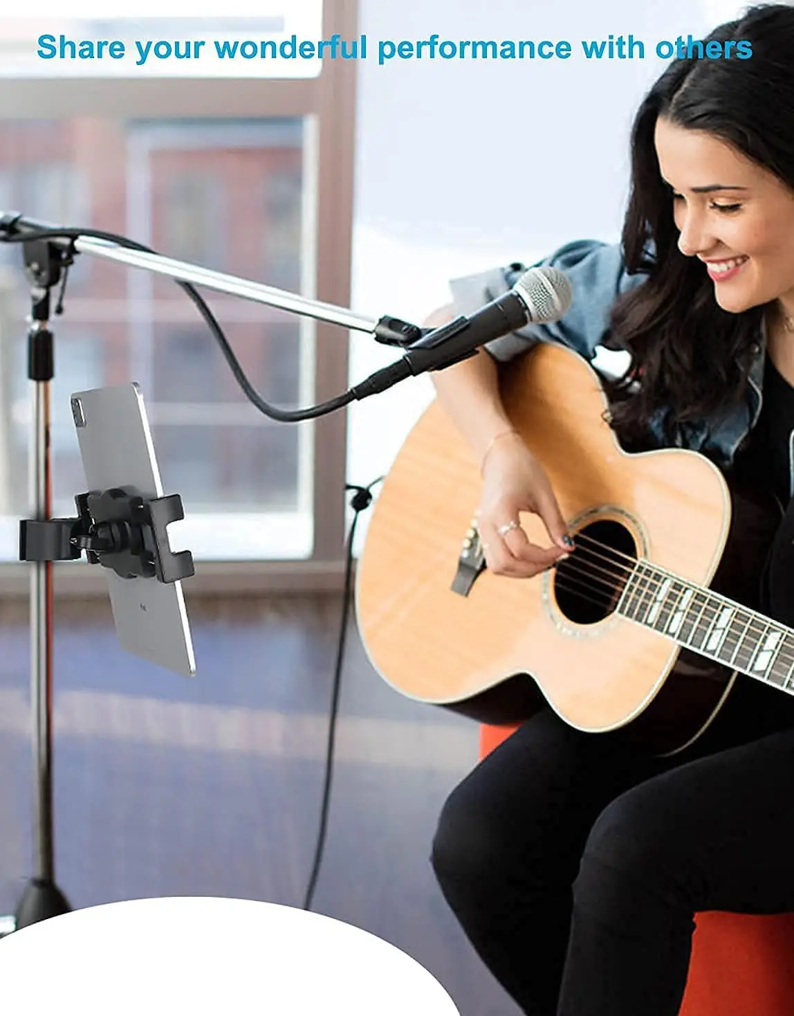 woleyi Tablet Mic Stand Holder, Microphone Music Stands Phone & Tablet Mount with Ultra Stable C-Clamp for iPad Pro 9.7, 11, 12.9 / Air/Mini, Galaxy Tabs, iPhone, More 4-13" Smartphones and Tablets - Image 7