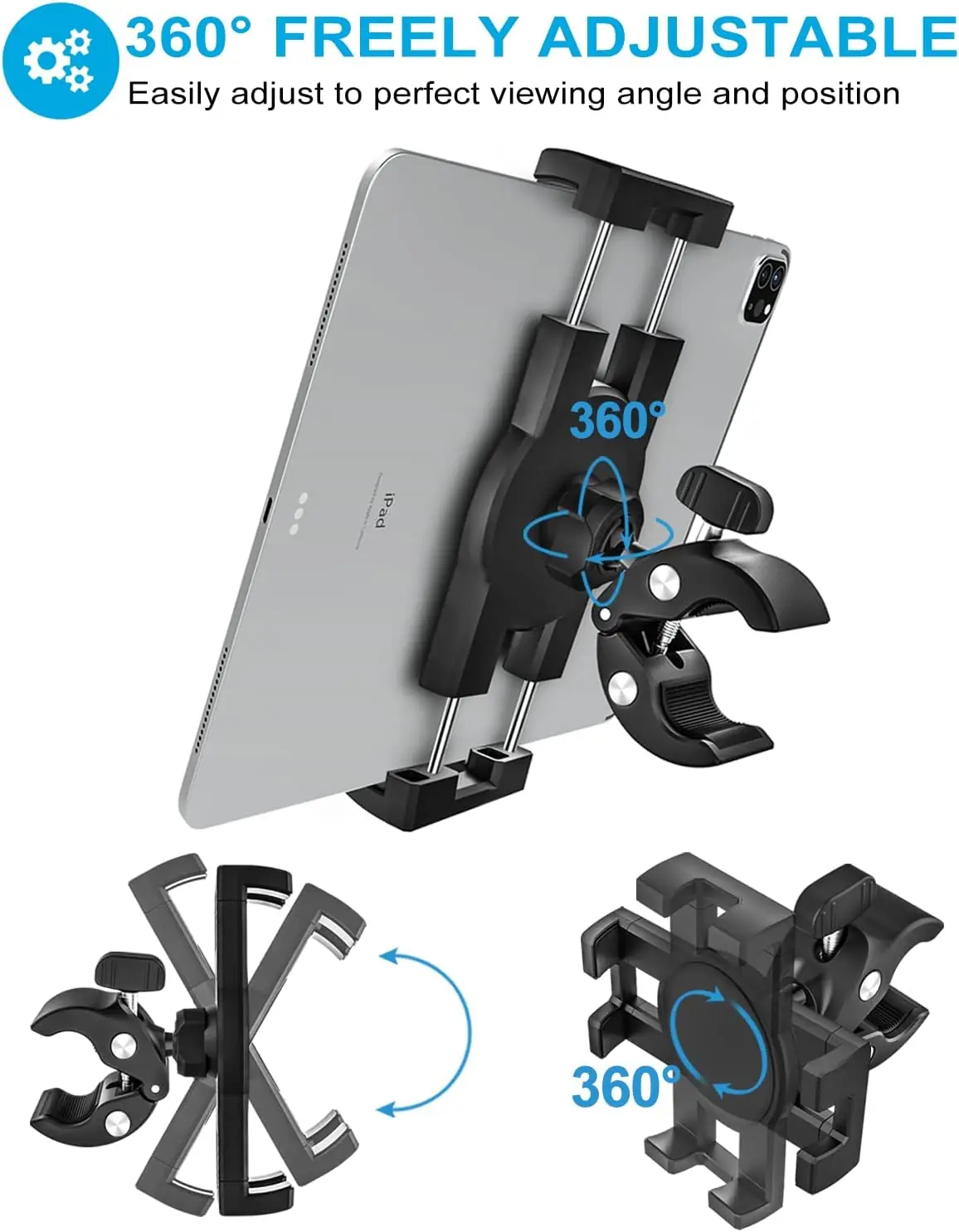 woleyi Tablet Mic Stand Holder, Microphone Music Stands Phone & Tablet Mount with Ultra Stable C-Clamp for iPad Pro 9.7, 11, 12.9 / Air/Mini, Galaxy Tabs, iPhone, More 4-13" Smartphones and Tablets - Image 6