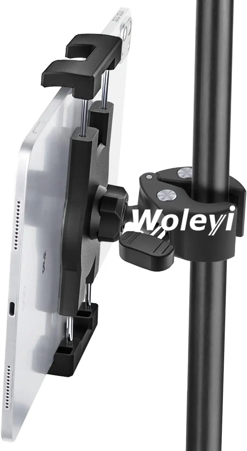 woleyi Tablet Mic Stand Holder, Microphone Music Stands Phone & Tablet Mount with Ultra Stable C-Clamp for iPad Pro 9.7, 11, 12.9 / Air/Mini, Galaxy Tabs, iPhone, More 4-13" Smartphones and Tablets - Image 3