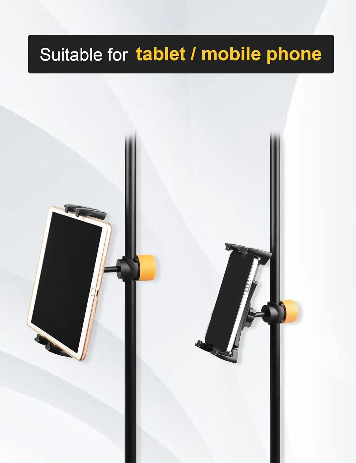 Mr.Power Tablet/Phone Mount Holder for Microphone Music Stand, Fits Devices from Screen Size 4.7 to 11 in, Compatible with iPhone, Compatible with iPad Pro Air Mini, Compatible with Samsung Tab etc - Image 9