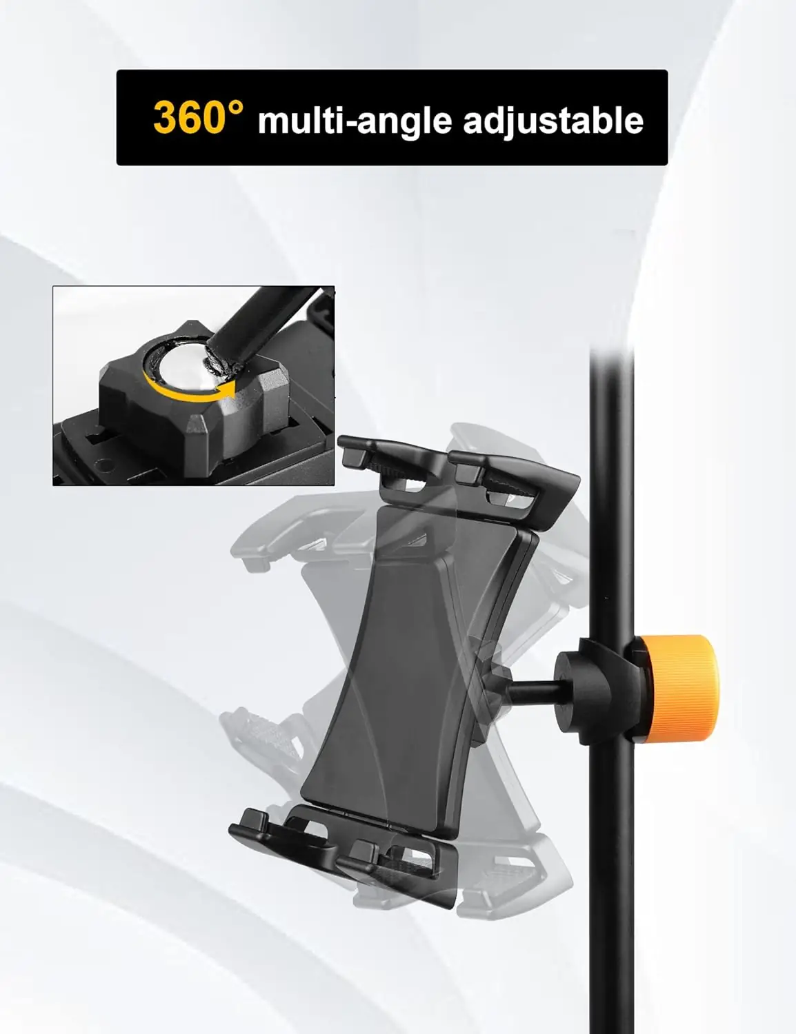 Mr.Power Tablet/Phone Mount Holder for Microphone Music Stand, Fits Devices from Screen Size 4.7 to 11 in, Compatible with iPhone, Compatible with iPad Pro Air Mini, Compatible with Samsung Tab etc - Image 4